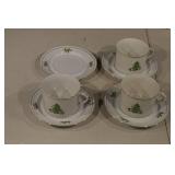 Holiday Hostess China Christmas Tree Pattern Dinnerware Set - Plates, Cups, Creamer, Sugar