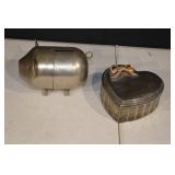 Assorted Vintage Metal Miniatures & Lighters - Heart Keepsake Tin, Angel Figurine, 2 Toy Cars