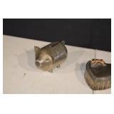 Assorted Vintage Metal Miniatures & Lighters - Heart Keepsake Tin, Angel Figurine, 2 Toy Cars