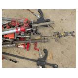 Assorted Pipe Bar Clamps with Red Handles - Long Steel Clamps (Garage Workshop)