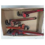 Heavy-Duty Adjustable Pipe Wrench Set - Red Handles (4-Piece)