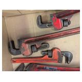 Heavy-Duty Adjustable Pipe Wrench Set - Red Handles (4-Piece)