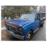 1984 Ford F-350 Diesel Flatbed Truck - Blue, Diamond Plate Bed