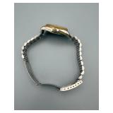 Wristwatch - Vintage Gold-Tone Rectangular Case, Base Metal, Stainless Steel Back, Gold Bracelet