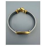 Wristwatch - Vintage Gold-Tone Rectangular Case, Base Metal, Stainless Steel Back, Gold Bracelet