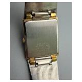 Wristwatch - Vintage Gold-Tone Rectangular Case, Base Metal, Stainless Steel Back, Gold Bracelet