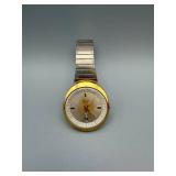 Gruen 17 Jewels Day-Date Watch - Gold Bezel, Stainless Steel Band