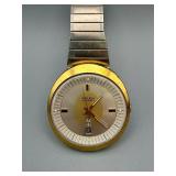Gruen 17 Jewels Day-Date Watch - Gold Bezel, Stainless Steel Band