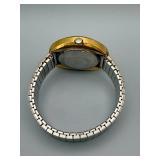 Gruen 17 Jewels Day-Date Watch - Gold Bezel, Stainless Steel Band