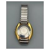 Gruen 17 Jewels Day-Date Watch - Gold Bezel, Stainless Steel Band