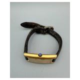 Movado Gold-Tone Rectangular Quartz Watch - Leather Strap - Swiss Made