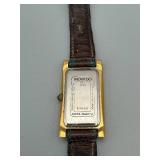 Movado Gold-Tone Rectangular Quartz Watch - Leather Strap - Swiss Made