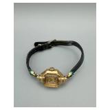 Bulova Vintage Gold-Tone Square Ladies Watch - Leather Band, Untested