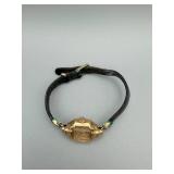 Bulova Vintage Gold-Tone Square Ladies Watch - Leather Band, Untested