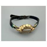 Bulova Vintage Gold-Tone Square Ladies Watch - Leather Band, Untested