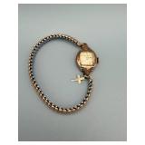 Bulova 14K Gold Filled Watch with Cross Pendant - Vintage Ladies Timepiece