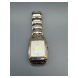 Seiko Rectangular Two-Tone Stainless Steel Wristwatch with Date Window