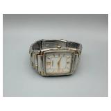 Seiko Rectangular Two-Tone Stainless Steel Wristwatch with Date Window