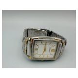 Seiko Rectangular Two-Tone Stainless Steel Wristwatch with Date Window