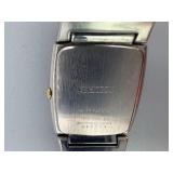 Seiko Rectangular Two-Tone Stainless Steel Wristwatch with Date Window