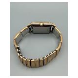 Hallmark Swiss Incabloc Dress Watch - Gold Tone Rectangular Case, Black Dial