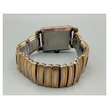 Hallmark Swiss Incabloc Dress Watch - Gold Tone Rectangular Case, Black Dial