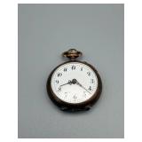 Antique Pocket Watch - 800 Silver Floral Engraved Case, White Dial - Untested