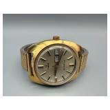 Timex Quartz Day-Date Watches - Gold-Tone Case & Silver Dial