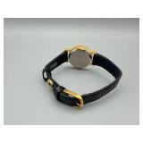 Gold-Tone Dress Watch with Crocodile-Textured Leather Strap - Untested