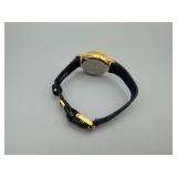 Gold-Tone Dress Watch with Crocodile-Textured Leather Strap - Untested