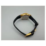 Gold-Tone Dress Watch with Crocodile-Textured Leather Strap - Untested