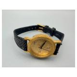 Gold-Tone Dress Watch with Crocodile-Textured Leather Strap - Untested