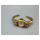 Vintage Gold-Tone Wristwatch on Bangle Bracelet - Unbranded