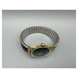 Vintage Gold-Tone Wristwatch - Black Dial, 24 Jewels