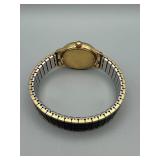 Vintage Gold-Tone Wristwatch - Black Dial, 24 Jewels