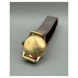 Vintage Gold-Tone Wristwatch - Black Dial, 24 Jewels