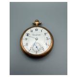 Antique Gold Plated Pocket Watch - Open-Face, 17-Jewel Movement, White Dial