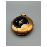 Antique Gold Plated Pocket Watch - Open-Face, 17-Jewel Movement, White Dial