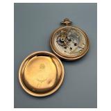 Antique Gold Plated Pocket Watch - Open-Face, 17-Jewel Movement, White Dial