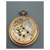 Antique Gold Plated Pocket Watch - Open-Face, 17-Jewel Movement, White Dial