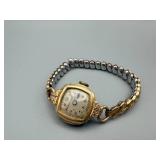 Bulova 10K Rolled Gold Plate Ladies Wristwatch with Bead-Linked Bracelet