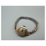 Bulova 10K Rolled Gold Plate Ladies Wristwatch with Bead-Linked Bracelet