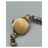 Bulova 10K Rolled Gold Plate Ladies Wristwatch with Bead-Linked Bracelet