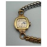 Bulova 10K Rolled Gold Plate Ladies Wristwatch with Bead-Linked Bracelet