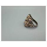 Filigree Floral Openwork Ring - Size 13
