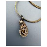 24-Inch Gold-Tone Necklace with Pink Gem Teardrop Pendant