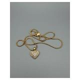 Heart Pendant Necklace - Gold-Tone, 18-Inch Snake Chain, Crystal Heart