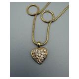 Heart Pendant Necklace - Gold-Tone, 18-Inch Snake Chain, Crystal Heart