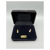 CZ Earrings - Cubic Zirconia Gold-Tone Stud Drops (Pair)