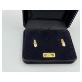 CZ Earrings - Cubic Zirconia Gold-Tone Stud Drops (Pair)